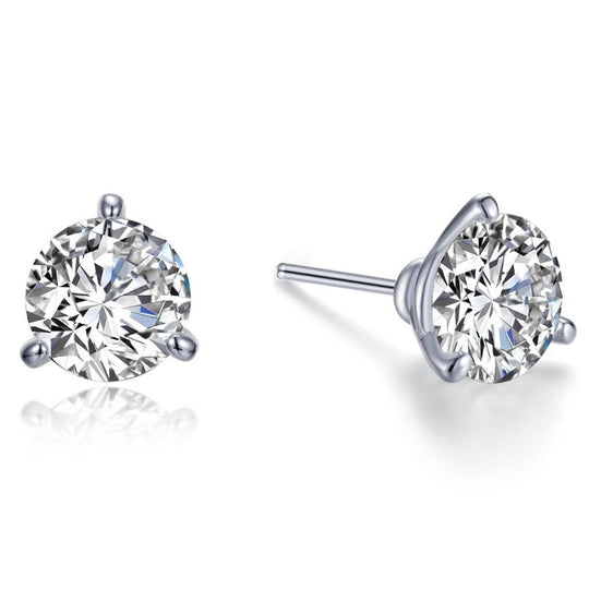 Lafonn sterling Silver Platinum Plated 3 Prong 1.5ct Simulated Diamond Studs E0479CLP00