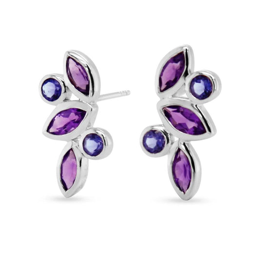 Joryel Vera Sterling Silver Amethyst and Iolite Stud Earrings E4205AM/IL
