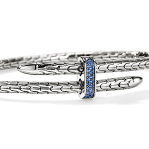 John Hardy Sterling Silver Blue Sapphire Slim Spear Flex Cuff CBS987874BSPXM