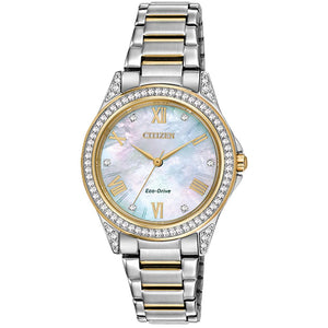 Citizen Ladies Two Tone Mother of Pearl Eco Drive Watch EM0234-59D