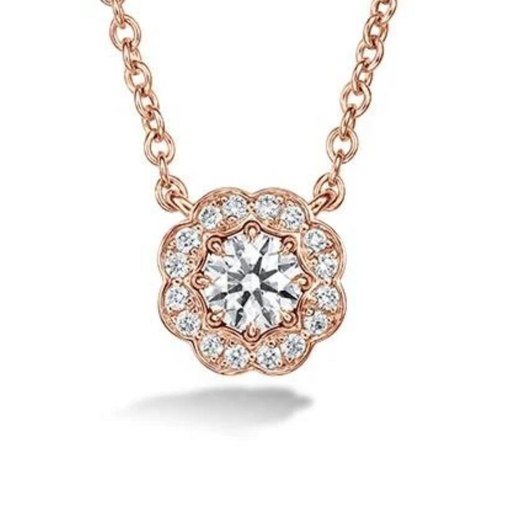 Hearts on Fire 18K Rose Gold Lorelei Diamond Halo Pendant HFPLORDIAH00508R