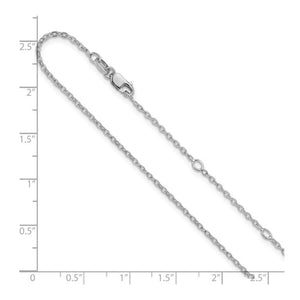 Sterling Silver Rhodium Plated Diamond-Cut 1.4mm Cable Chain FC104-16+2
