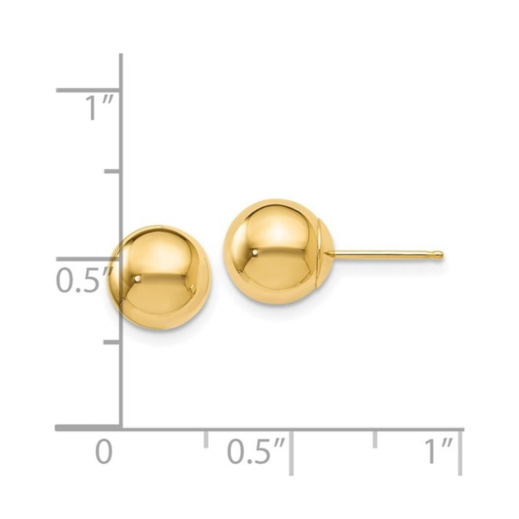 14K Yellow Gold 8mm Ball Stud Earrings 19Z