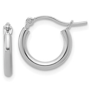 14K White Gold Small Polished Hoop Earrings - 45W