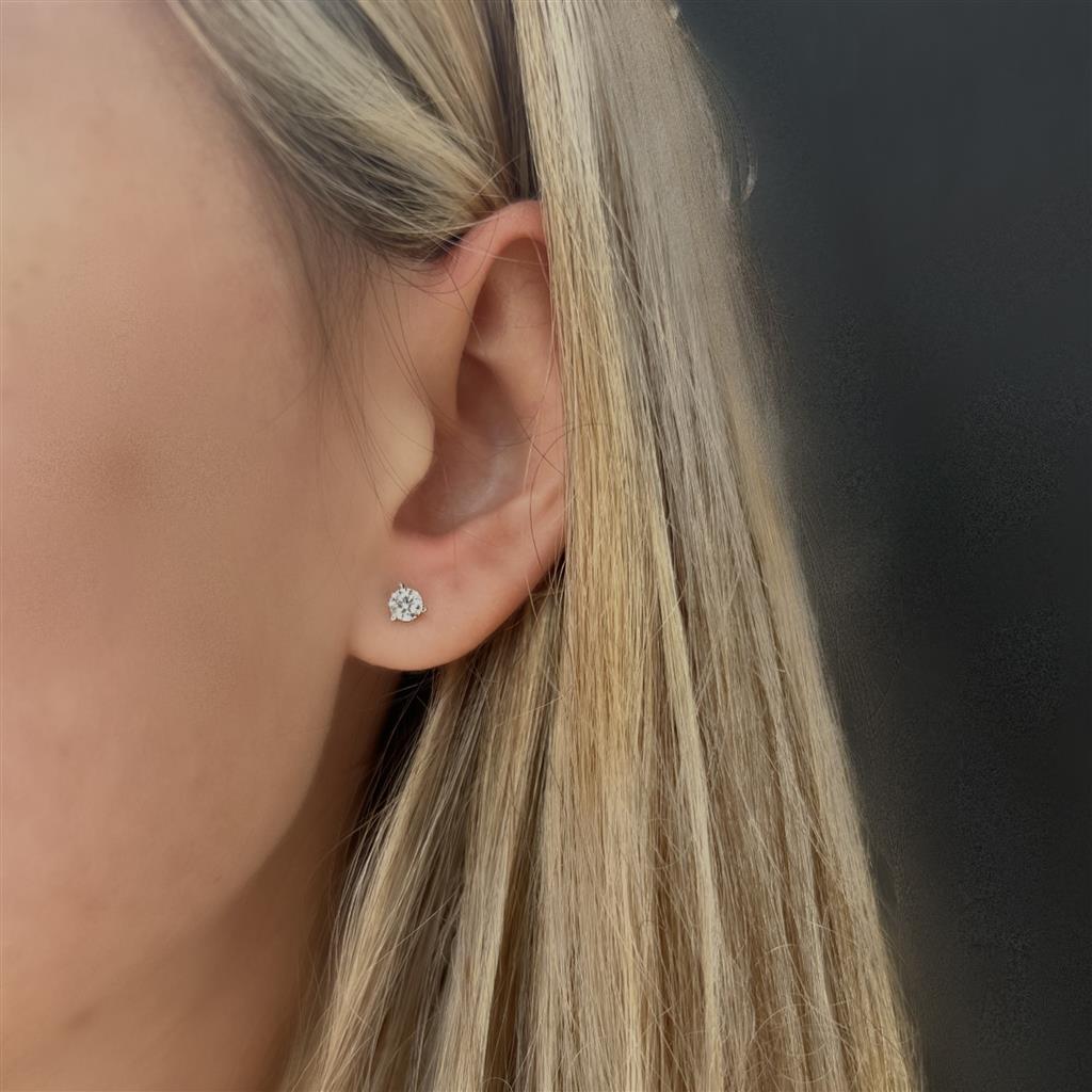 14K White Gold 3 Prong 2/3ctw Diamond Studs 2/3 Stud3