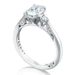 Tacori 18KW Simply Engagement Ring Mounting 2656 OV 7.5x5.5 W