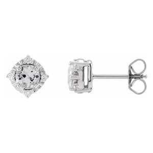 Sterling Silver Lab Grown White Sapphire Diamond Accented Studs 653713:115:P