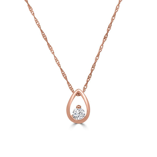 14K Rose Gold Teardrop Diamond Pendant Necklace SP010RP01-4R-LZQ