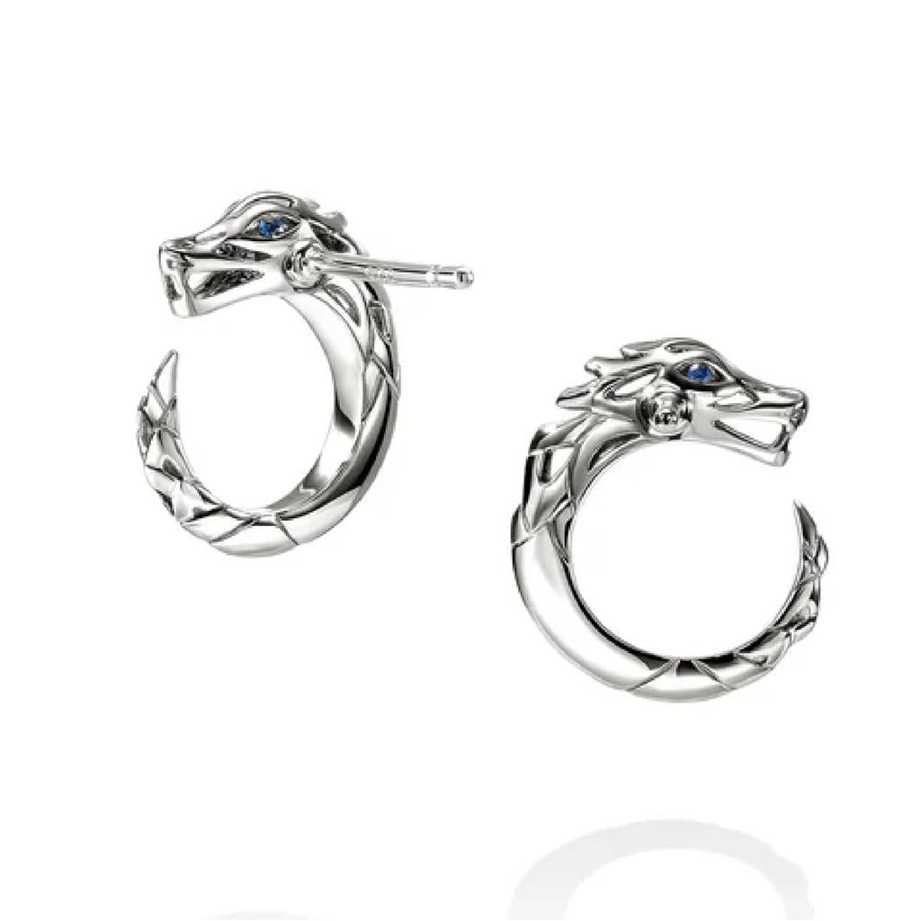 John Hardy Sterling Silver Blue Sapphire Naga Stud Earrings EBS603731BSP