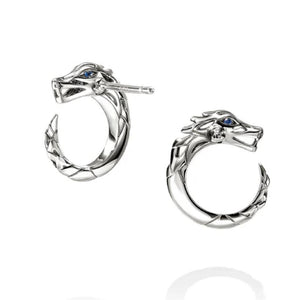 John Hardy Sterling Silver Blue Sapphire Naga Stud Earrings EBS603731BSP