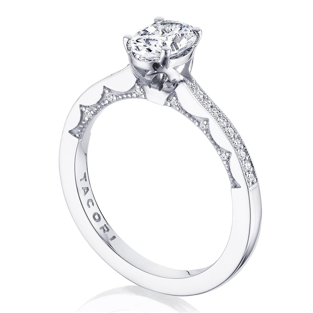 Tacori 14K White Gold Coastal Crescent Engagement Ring P102 OV 7x5 FW