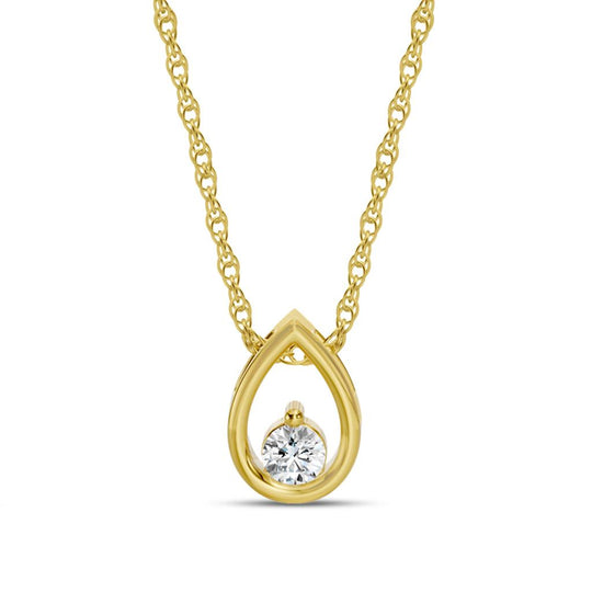 14K Yellow Gold Diamond Accemted Teardrop Pendant Necklace SP010RP01-4Y-EEQ