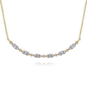 Gabriel 14K Curved Diamond Bar Necklace NK7184Y45JJ