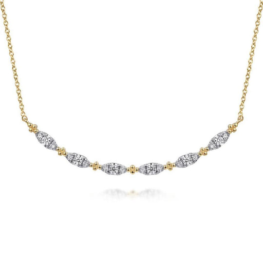 Gabriel & Co 14K Yellow Gold Curved Diamond Bar Necklace NK7184Y45JJ