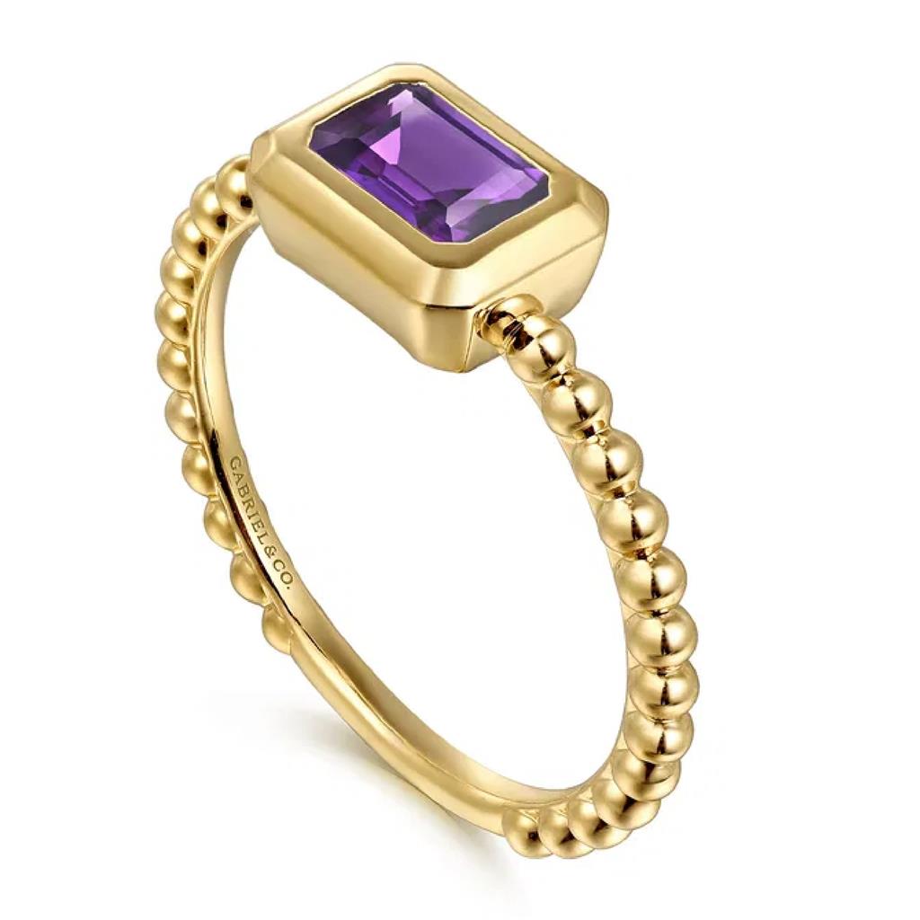 Gabriel & Co 14K Yellow Gold Bujukan Amethyst Fashion Ring LR52684Y4JAM