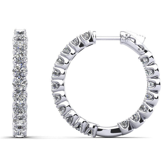 14K White Gold Inside Out Diamond Hoop Earrings EH200-1086