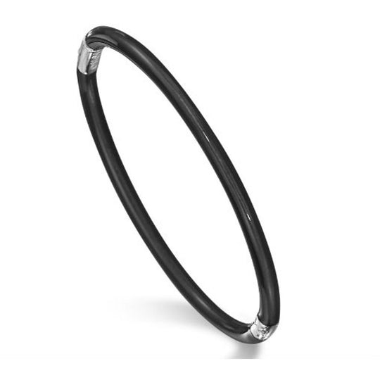 Soho Sterling Silver Black Enamel Bangle AB121XSDARK