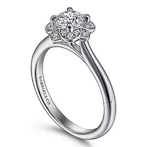 Gabriel 14K White Floral Diamond Halo Engagement Ring ER15427R2W44JJ