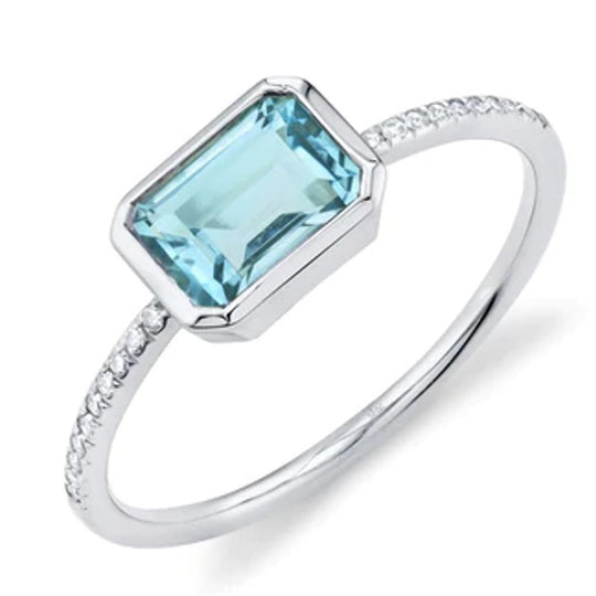 Shy Creation 14K White Gold Diamond Accented Blue Topaz Ring SC55008540