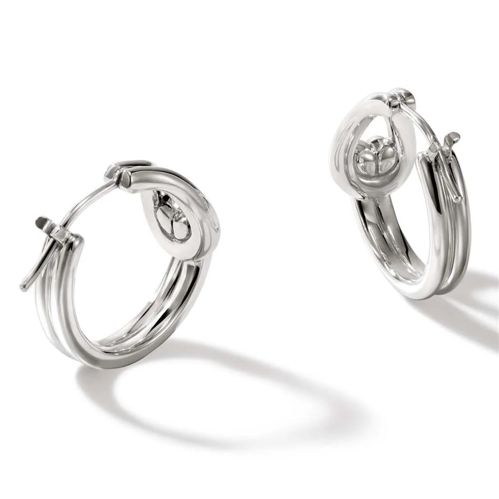 John Hardy Sterling Silver Surf Small Hoop Earrings EB901147