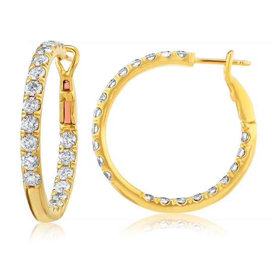 CW Signature 18K Yellow Gold Medium Inside Out Diamond Hoops E0095Y