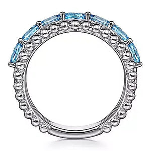 Gabriel Sterling Silver Swiss Blue Topaz Triple Row Ring LR52331SVJBT