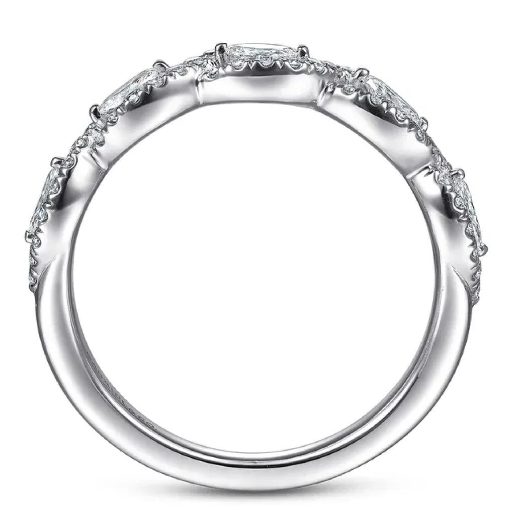 Gabriel & Co 14K White Gold Round and Marquise Diamond Halo Anniversary Band AN15312W44JJ