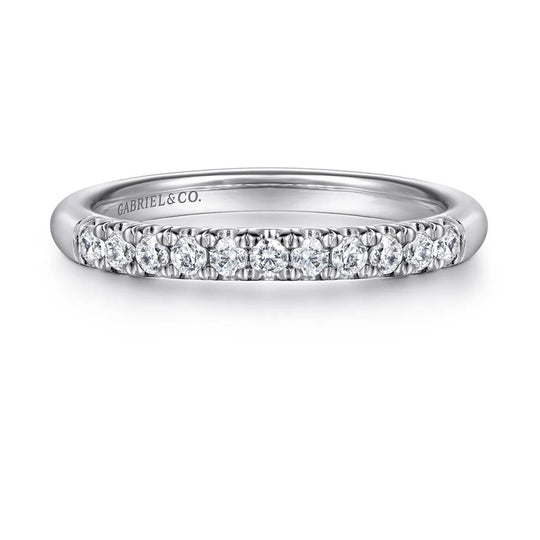 Gabriel & Co 14K White Gold 11 Stone French Pave Diamond Band AN6071W44JJ