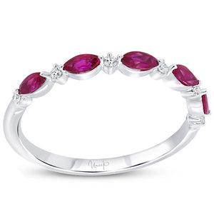 Uneek 14K White Alternating Ruby & Diamond Ring RB040RUU