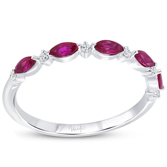 Uneek 14K White Gold Alternating Ruby & Diamond Ring RB040RUU
