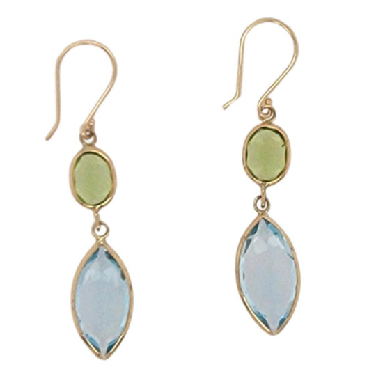 Raymond Mazza 14K Yellow Gold Peridot and Blue Topaz Earrings EZ6416PT
