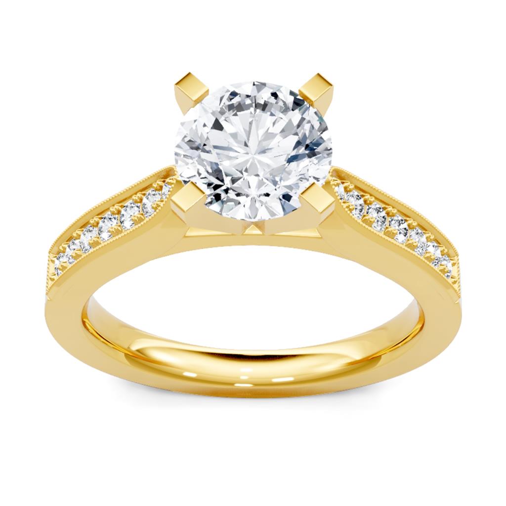 14K Yellow Gold Milgrain Diamond Engagement Ring 61396D-4Y-1/5