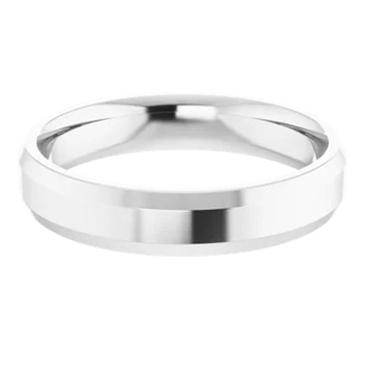 18K White Gold 4mm Comfort Fit Beveled Edge Band BVIRL9:1020:P