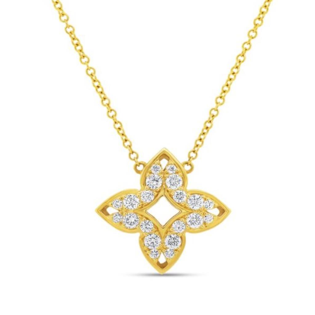 Uneek 18K Yellow Gold Floral Diamond Pendant Necklace PN3059