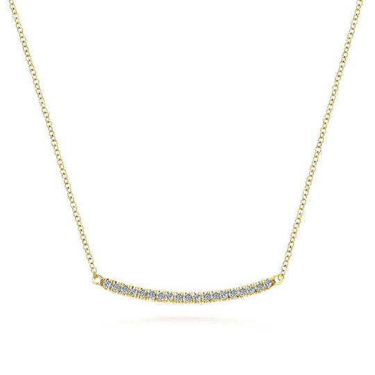 Gabriel & Co14K Yellow Gold Curve Diamond Bar Necklace NK4273Y45JJ