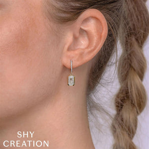 Shy Creation 14K Yellow Gold Diamond Baguette Dangle Earrings SC55026652RD