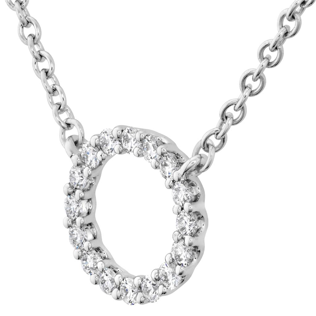 Hearts On Fire 18K White Gold Small Circle Diamond Necklace HFPSIGC00128W