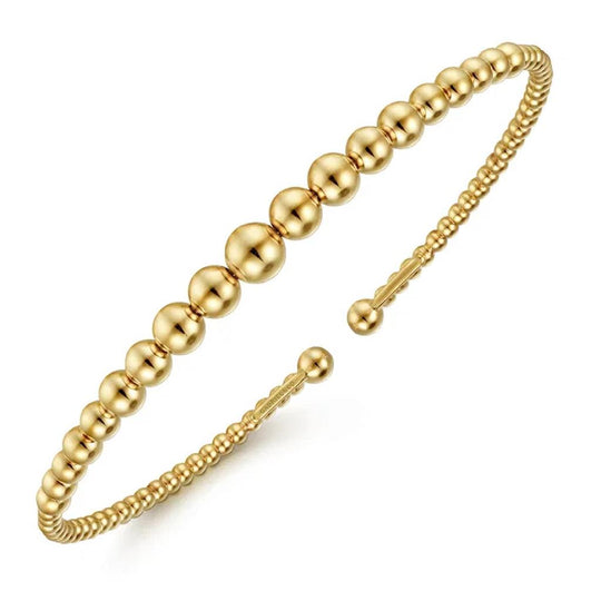 Gabriel & Co 14K Yellow Gold Bujukan Graduated Beaded Open Bangle BG4584-62Y4JJJ