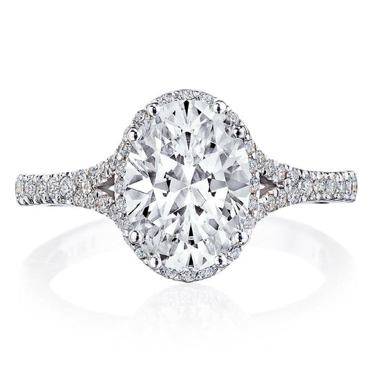 Tacori 18K White Gold Dantela Diamond Halo Engagement Ring 2672 OV 8x6 W