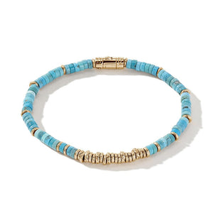John Hardy 14KY Heishi Turquoise Bead Bracelet  BUGGS900984TQXUM