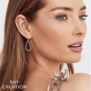 Shy Creation 14K Yellow Gold Diamond Teardrop Dangle Earrings SC22003458V2