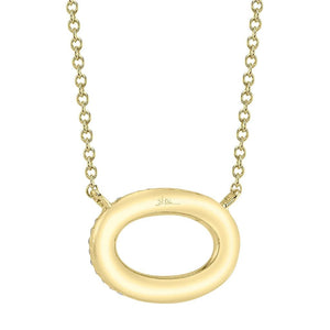 Shy Creation 14K Yellow Gold Diamond Pave Oval Necklace SC55024587