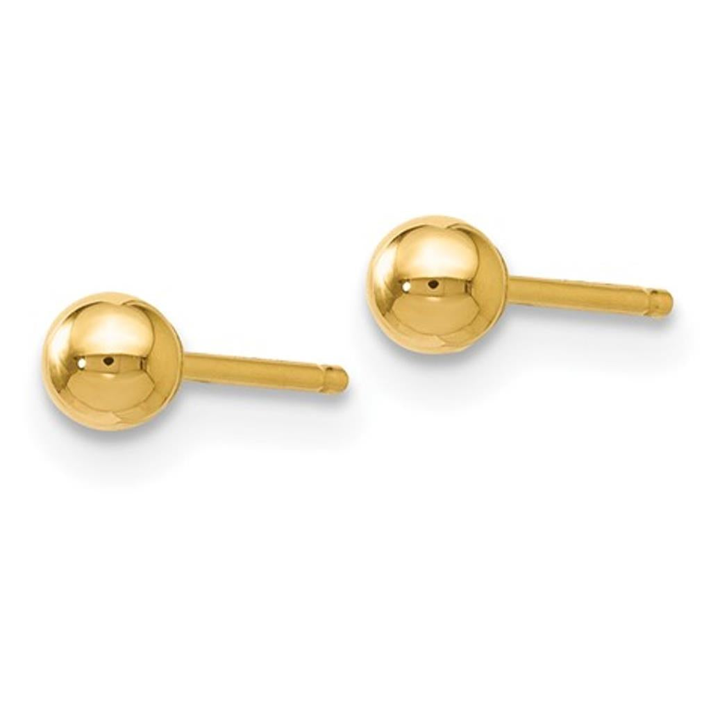 14K Yellow Gold 3mm Ball Stud Earrings 14Z