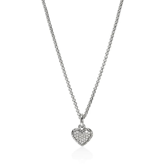 John Hardy Sterling Silver Diamond Pave Heart Pendant Necklace NBP989732DIX16-18