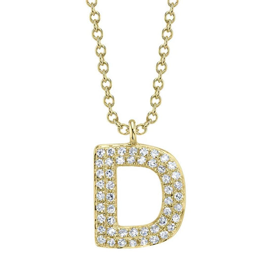 Shy Creation 14K Yellow Gold Diamond Pave Initial D Necklace SC55028332-D