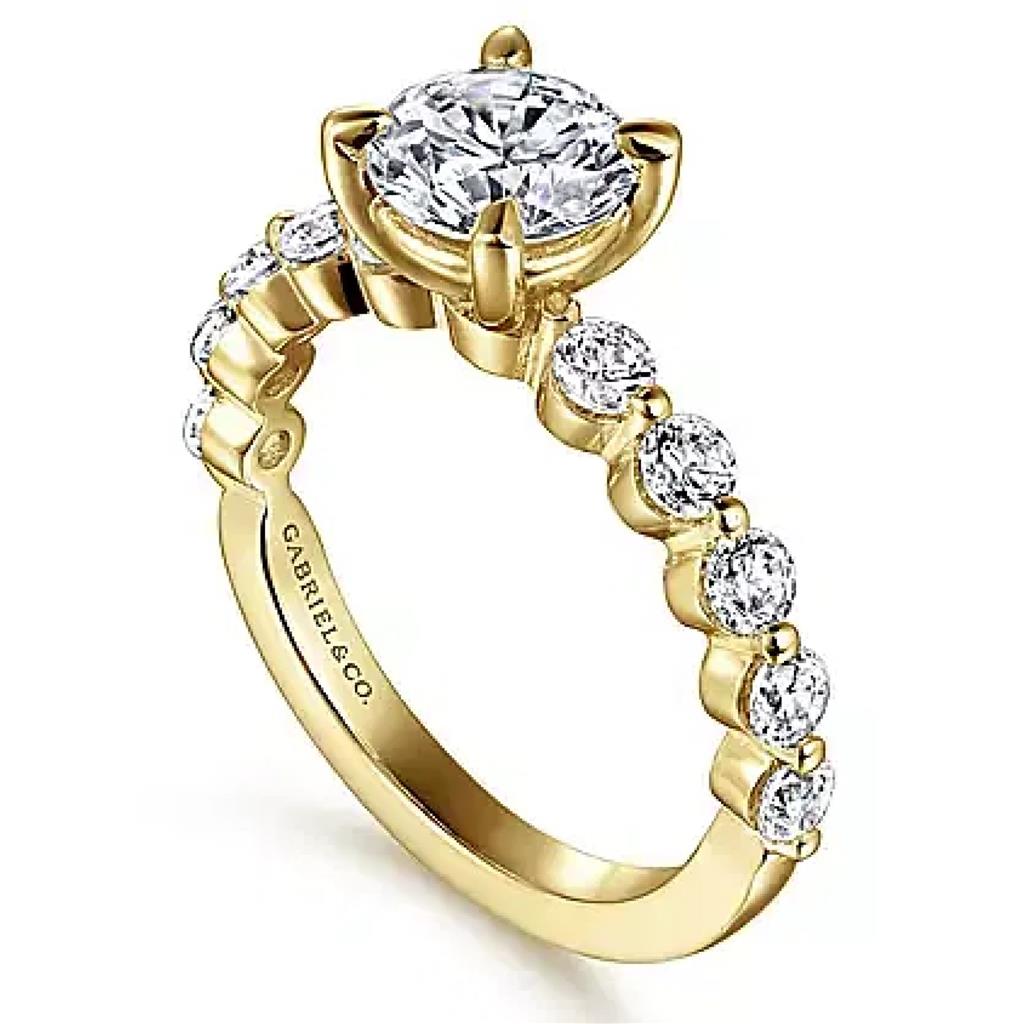 Gabriel & Co 14K Yellow Gold Diamond Station Engagement Ring ER16130R4Y44JJ