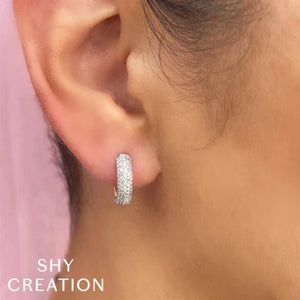 Shy Creation 14K Two Tone Diamond Hoop Earrings SC55025461