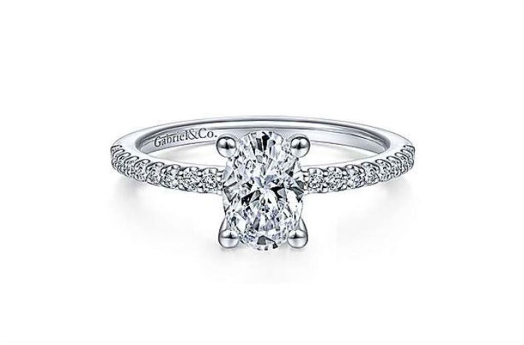 Gabriel & Co 14K White Gold Oval Diamond Engagement Ring ER14918O4W44JJ