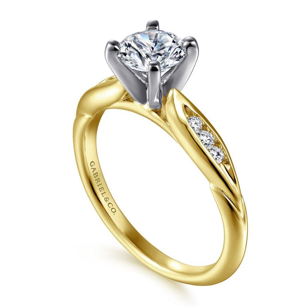 Gabriel & Co 14K Yellow and White Gold Contemporary Diamond Engagement Ring ER11749R2M44JJ