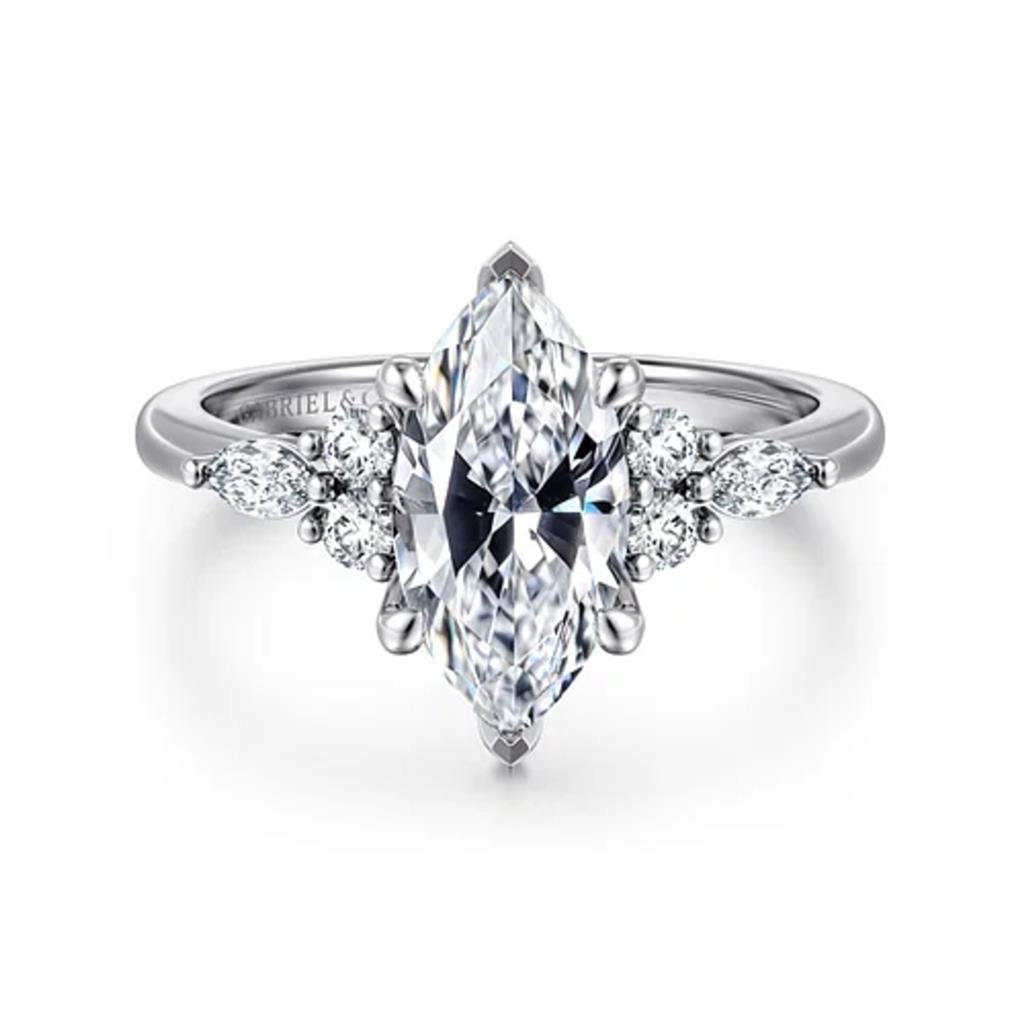 Gabriel & Co 14K White Gold Marquise Diamond Cluster Engagement Ring ER16125M6W44JJ